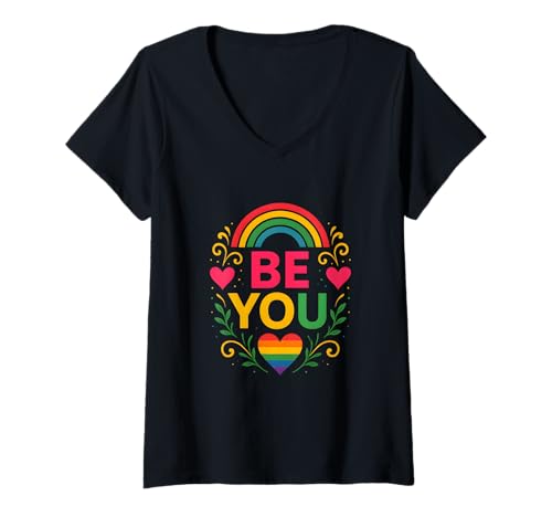 Damen Gay Pride Month Sei Du Cooles LGBTQ-T-Shirt T-Shirt mit V-Ausschnitt Damen Gay Pride Month Sei Du Cooles LGBTQ-T-Shirt T-Shirt mit V-Ausschnitt von Boldly Queer - Expressive Pride Apparel for All