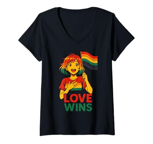 Damen Gay Pride Parade Month Love gewinnt Retro Rainbow Pride LGBTQ+ T-Shirt mit V-Ausschnitt Damen Gay Pride Parade Month Love gewinnt Retro Rainbow Pride LGBTQ+ T-Shirt mit V-Ausschnitt von Boldly Queer - Expressive Pride Apparel for All