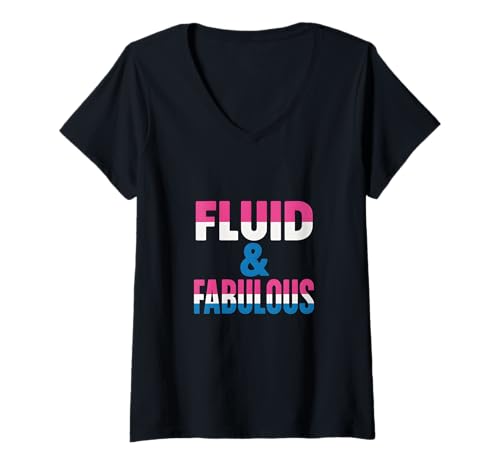 Damen Genderfluid Pride Fluid & Fabulous Modern Gender LGBTQ+ T-Shirt mit V-Ausschnitt Damen Genderfluid Pride Fluid & Fabulous Modern Gender LGBTQ+ T-Shirt mit V-Ausschnitt von Boldly Queer - Expressive Pride Apparel for All