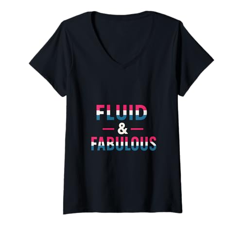Damen Genderfluid Pride Fluid & Fabulous Modern Gender LGBTQ+ T-Shirt mit V-Ausschnitt Damen Genderfluid Pride Fluid & Fabulous Modern Gender LGBTQ+ T-Shirt mit V-Ausschnitt von Boldly Queer - Expressive Pride Apparel for All