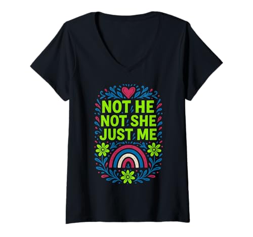 Damen Genderfluid Pride Nicht Er Nicht Sie Nur Ich LGBTQ+ Ausdruck T-Shirt mit V-Ausschnitt Damen Genderfluid Pride Nicht Er Nicht Sie Nur Ich LGBTQ+ Ausdruck T-Shirt mit V-Ausschnitt von Boldly Queer - Expressive Pride Apparel for All