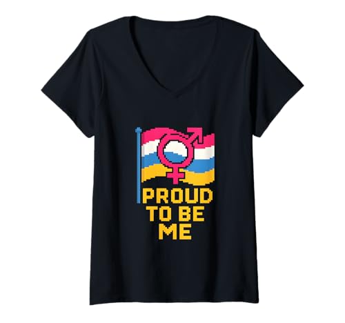 Damen Genderfluid Pride Proud To Be Me Genderfluid Flagge LGBTQ+ T-Shirt mit V-Ausschnitt Damen Genderfluid Pride Proud To Be Me Genderfluid Flagge LGBTQ+ T-Shirt mit V-Ausschnitt von Boldly Queer - Expressive Pride Apparel for All