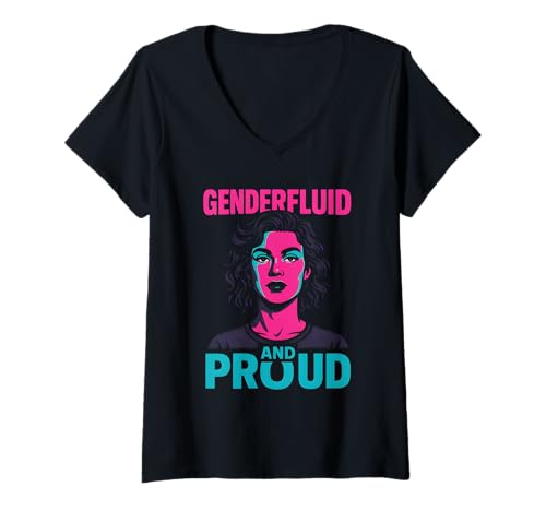 Damen Genderfluid Pride Vintage Fluid für Damen Gender LGBTQ+ T-Shirt mit V-Ausschnitt Damen Genderfluid Pride Vintage Fluid für Damen Gender LGBTQ+ T-Shirt mit V-Ausschnitt von Boldly Queer - Expressive Pride Apparel for All
