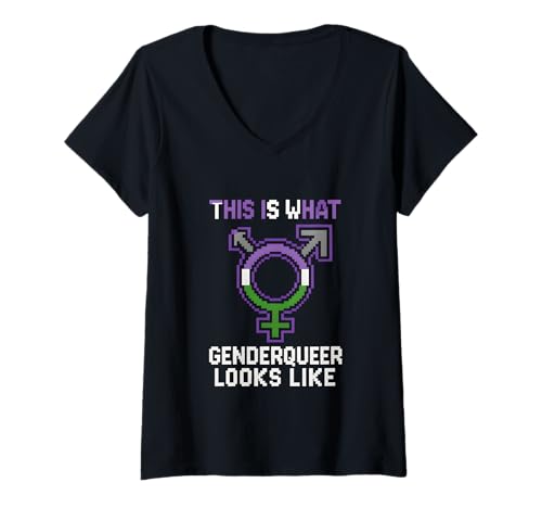 Damen Genderqueer Looks Vintage Pride Top Queer LGBTQ+ T-Shirt mit V-Ausschnitt Damen Genderqueer Looks Vintage Pride Top Queer LGBTQ+ T-Shirt mit V-Ausschnitt von Boldly Queer - Expressive Pride Apparel for All