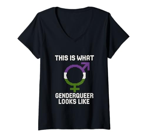 Damen Genderqueer Looks Vintage Pride Top Queer LGBTQ+ T-Shirt mit V-Ausschnitt Damen Genderqueer Looks Vintage Pride Top Queer LGBTQ+ T-Shirt mit V-Ausschnitt von Boldly Queer - Expressive Pride Apparel for All
