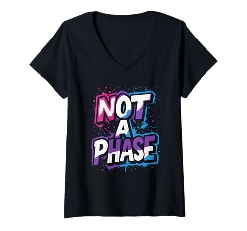Damen Genderqueer Pride Not a Phase Retro Unisex Rebellion LGBTQ+ T-Shirt mit V-Ausschnitt Damen Genderqueer Pride Not a Phase Retro Unisex Rebellion LGBTQ+ T-Shirt mit V-Ausschnitt von Boldly Queer - Expressive Pride Apparel for All