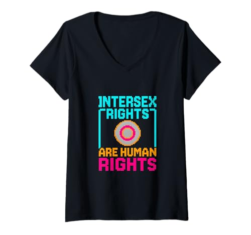 Damen Intersex Pride Menschenrechte Vintage Unisex LGBTQ+ T-Shirt mit V-Ausschnitt Damen Intersex Pride Menschenrechte Vintage Unisex LGBTQ+ T-Shirt mit V-Ausschnitt von Boldly Queer - Expressive Pride Apparel for All