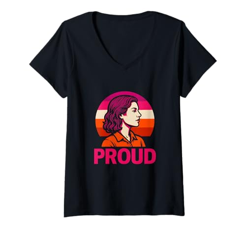 Damen Lesbian Pride Stolze Vintage-Frauen lieben LGBTQ+ T-Shirt mit V-Ausschnitt von Boldly Queer - Expressive Pride Apparel for All