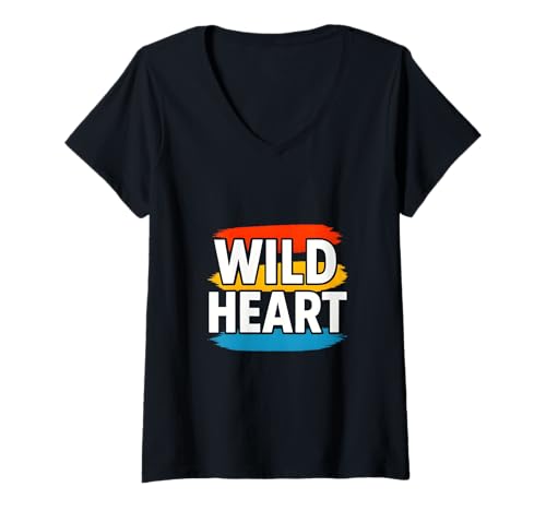 Damen Therian Pride Wild Heart Furry Wolf T-Shirt mit V-Ausschnitt Damen Therian Pride Wild Heart Furry Wolf T-Shirt mit V-Ausschnitt von Boldly Queer - Expressive Pride Apparel for All