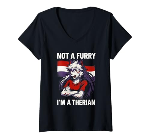 Damen Therian Pride ist kein pelziger süßer Wolf LGBTQ T-Shirt mit V-Ausschnitt Damen Therian Pride ist kein pelziger süßer Wolf LGBTQ T-Shirt mit V-Ausschnitt von Boldly Queer - Expressive Pride Apparel for All
