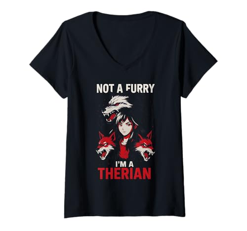 Damen Therian Pride ist kein pelziger süßer Wolf LGBTQ T-Shirt mit V-Ausschnitt Damen Therian Pride ist kein pelziger süßer Wolf LGBTQ T-Shirt mit V-Ausschnitt von Boldly Queer - Expressive Pride Apparel for All
