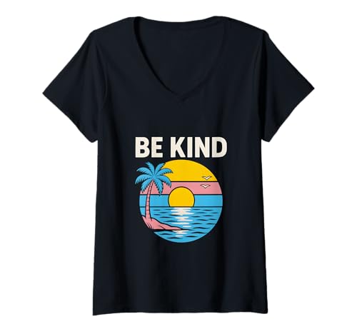 Damen Transgender Pride Be Kind Retro Unisex Trans Flagge T-Shirt mit V-Ausschnitt Damen Transgender Pride Be Kind Retro Unisex Trans Flagge T-Shirt mit V-Ausschnitt von Boldly Queer - Expressive Pride Apparel for All