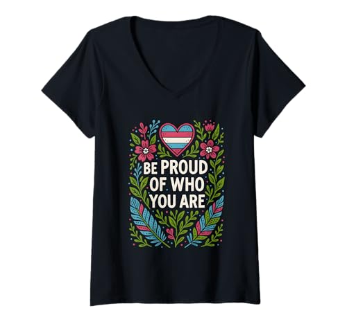 Damen Transgender Pride Be Proud Modern Unisex LGBTQ+ Sichtbarkeit T-Shirt mit V-Ausschnitt Damen Transgender Pride Be Proud Modern Unisex LGBTQ+ Sichtbarkeit T-Shirt mit V-Ausschnitt von Boldly Queer - Expressive Pride Apparel for All