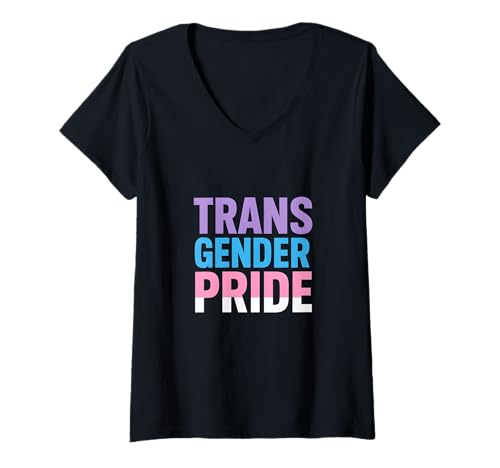 Damen Transgender Pride Month Retro Trans Flag LGBTQ+ Sichtbarkeit T-Shirt mit V-Ausschnitt Damen Transgender Pride Month Retro Trans Flag LGBTQ+ Sichtbarkeit T-Shirt mit V-Ausschnitt von Boldly Queer - Expressive Pride Apparel for All