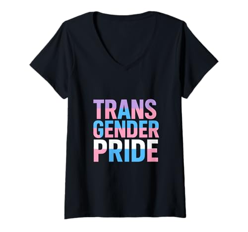 Damen Transgender Pride Month Retro Trans Flag LGBTQ+ Sichtbarkeit T-Shirt mit V-Ausschnitt Damen Transgender Pride Month Retro Trans Flag LGBTQ+ Sichtbarkeit T-Shirt mit V-Ausschnitt von Boldly Queer - Expressive Pride Apparel for All