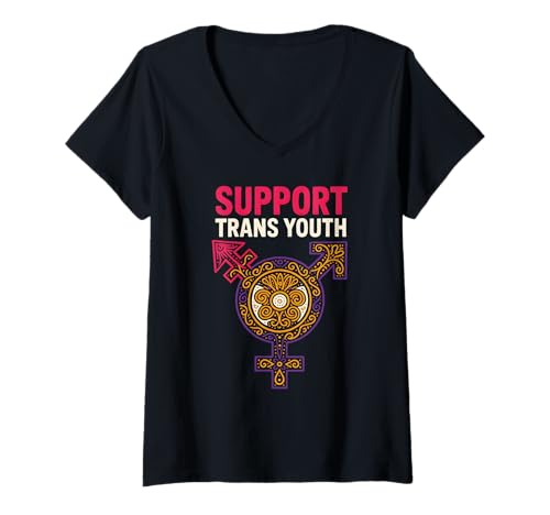 Damen Transgender Pride Support Trans für Jugendliche im Retro-Look, Unisex T-Shirt mit V-Ausschnitt Damen Transgender Pride Support Trans für Jugendliche im Retro-Look, Unisex T-Shirt mit V-Ausschnitt von Boldly Queer - Expressive Pride Apparel for All