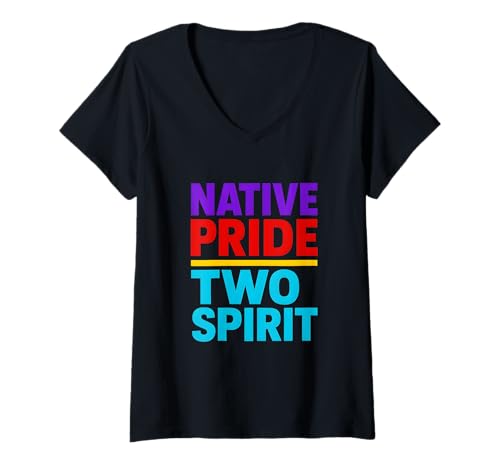 Damen Two-Spirit Pride Native Pride Two-Spirit Indigene LGBTQ T-Shirt mit V-Ausschnitt Damen Two-Spirit Pride Native Pride Two-Spirit Indigene LGBTQ T-Shirt mit V-Ausschnitt von Boldly Queer - Expressive Pride Apparel for All