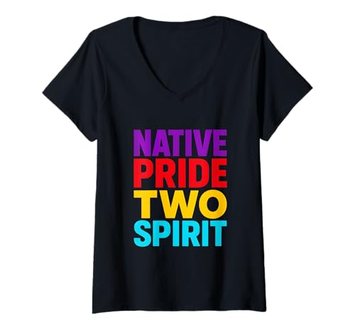 Damen Two-Spirit Pride Native Pride Two-Spirit Indigene LGBTQ T-Shirt mit V-Ausschnitt Damen Two-Spirit Pride Native Pride Two-Spirit Indigene LGBTQ T-Shirt mit V-Ausschnitt von Boldly Queer - Expressive Pride Apparel for All