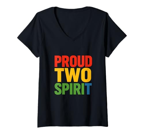 Damen Two-Spirit Pride Proud Native Top T-Shirt mit V-Ausschnitt Damen Two-Spirit Pride Proud Native Top T-Shirt mit V-Ausschnitt von Boldly Queer - Expressive Pride Apparel for All