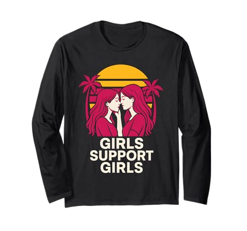 Lesbian Pride Girls unterstützen Mädchen Sapphic Retro LGBTQ+ Langarmshirt von Boldly Queer - Expressive Pride Apparel for All