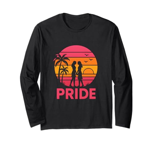 Lesbian Pride Love Retro-Sonnenuntergang für Damen, LGBTQ+ Langarmshirt Lesbian Pride Love Retro-Sonnenuntergang für Damen, LGBTQ+ Langarmshirt von Boldly Queer - Expressive Pride Apparel for All
