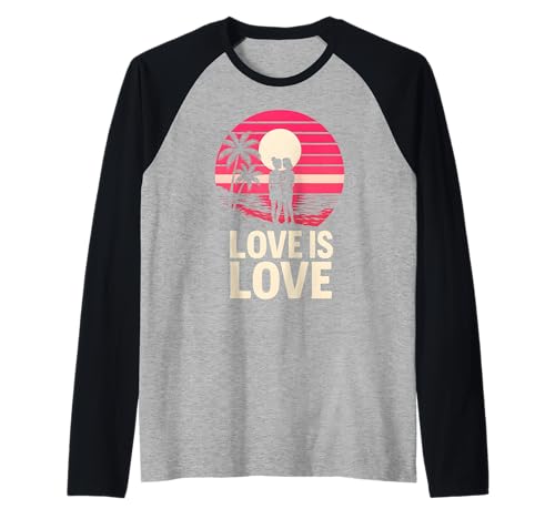 Lesbian Pride Love is Love Cute Damen Retro Sonnenuntergang LGBTQ+ Raglan Lesbian Pride Love is Love Cute Damen Retro Sonnenuntergang LGBTQ+ Raglan von Boldly Queer - Expressive Pride Apparel for All