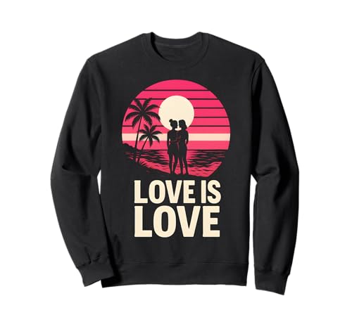 Lesbian Pride Love is Love Cute Damen Retro Sonnenuntergang LGBTQ+ Sweatshirt Lesbian Pride Love is Love Cute Damen Retro Sonnenuntergang LGBTQ+ Sweatshirt von Boldly Queer - Expressive Pride Apparel for All