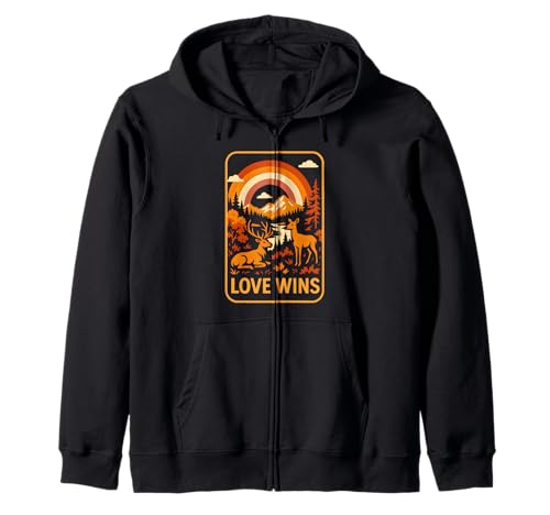 Lesbian Pride Month Love Wins Retro Damen LGBTQ+ Kapuzenjacke Lesbian Pride Month Love Wins Retro Damen LGBTQ+ Kapuzenjacke von Boldly Queer - Expressive Pride Apparel for All