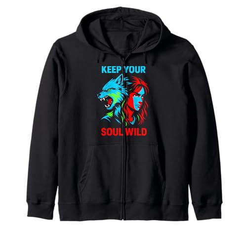 Therian Pride Keep Your Soul Wild Vintage Damen Wolf Kapuzenjacke Therian Pride Keep Your Soul Wild Vintage Damen Wolf Kapuzenjacke von Boldly Queer - Expressive Pride Apparel for All