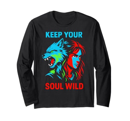 Therian Pride Keep Your Soul Wild Vintage Damen Wolf Langarmshirt Therian Pride Keep Your Soul Wild Vintage Damen Wolf Langarmshirt von Boldly Queer - Expressive Pride Apparel for All