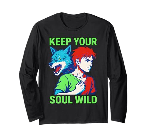 Therian Pride Keep Your Soul Wild Vintage Damen Wolf Langarmshirt Therian Pride Keep Your Soul Wild Vintage Damen Wolf Langarmshirt von Boldly Queer - Expressive Pride Apparel for All