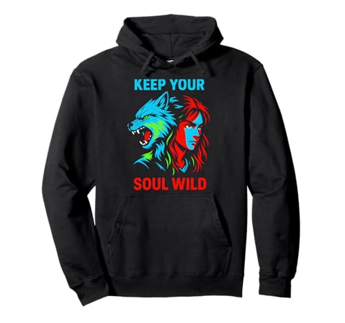 Therian Pride Keep Your Soul Wild Vintage Damen Wolf Pullover Hoodie von Boldly Queer - Expressive Pride Apparel for All