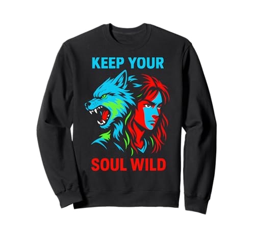 Therian Pride Keep Your Soul Wild Vintage Damen Wolf Sweatshirt Therian Pride Keep Your Soul Wild Vintage Damen Wolf Sweatshirt von Boldly Queer - Expressive Pride Apparel for All