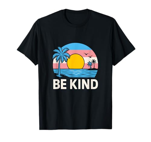 Transgender Pride Be Kind Retro Damen Trans Flagge T-Shirt Transgender Pride Be Kind Retro Damen Trans Flagge T-Shirt von Boldly Queer - Expressive Pride Apparel for All