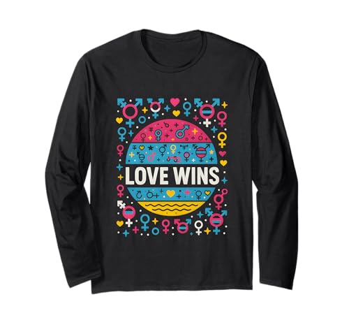 Transgender Pride Love Wins Retro Damen Unisex Trans Flagge Langarmshirt Transgender Pride Love Wins Retro Damen Unisex Trans Flagge Langarmshirt von Boldly Queer - Expressive Pride Apparel for All