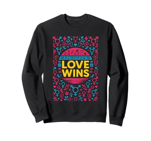 Transgender Pride Love Wins Retro Damen Unisex Trans Flagge Sweatshirt Transgender Pride Love Wins Retro Damen Unisex Trans Flagge Sweatshirt von Boldly Queer - Expressive Pride Apparel for All
