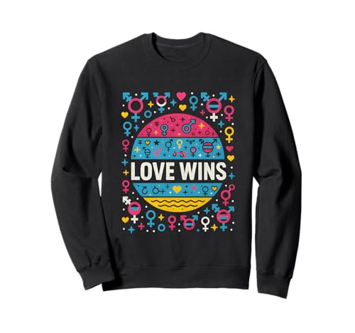 Transgender Pride Love Wins Retro Damen Unisex Trans Flagge Sweatshirt Transgender Pride Love Wins Retro Damen Unisex Trans Flagge Sweatshirt von Boldly Queer - Expressive Pride Apparel for All