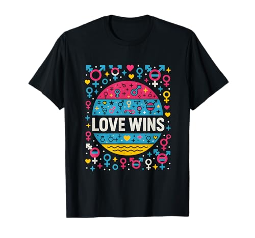 Transgender Pride Love Wins Retro Damen Unisex Trans Flagge T-Shirt Transgender Pride Love Wins Retro Damen Unisex Trans Flagge T-Shirt von Boldly Queer - Expressive Pride Apparel for All