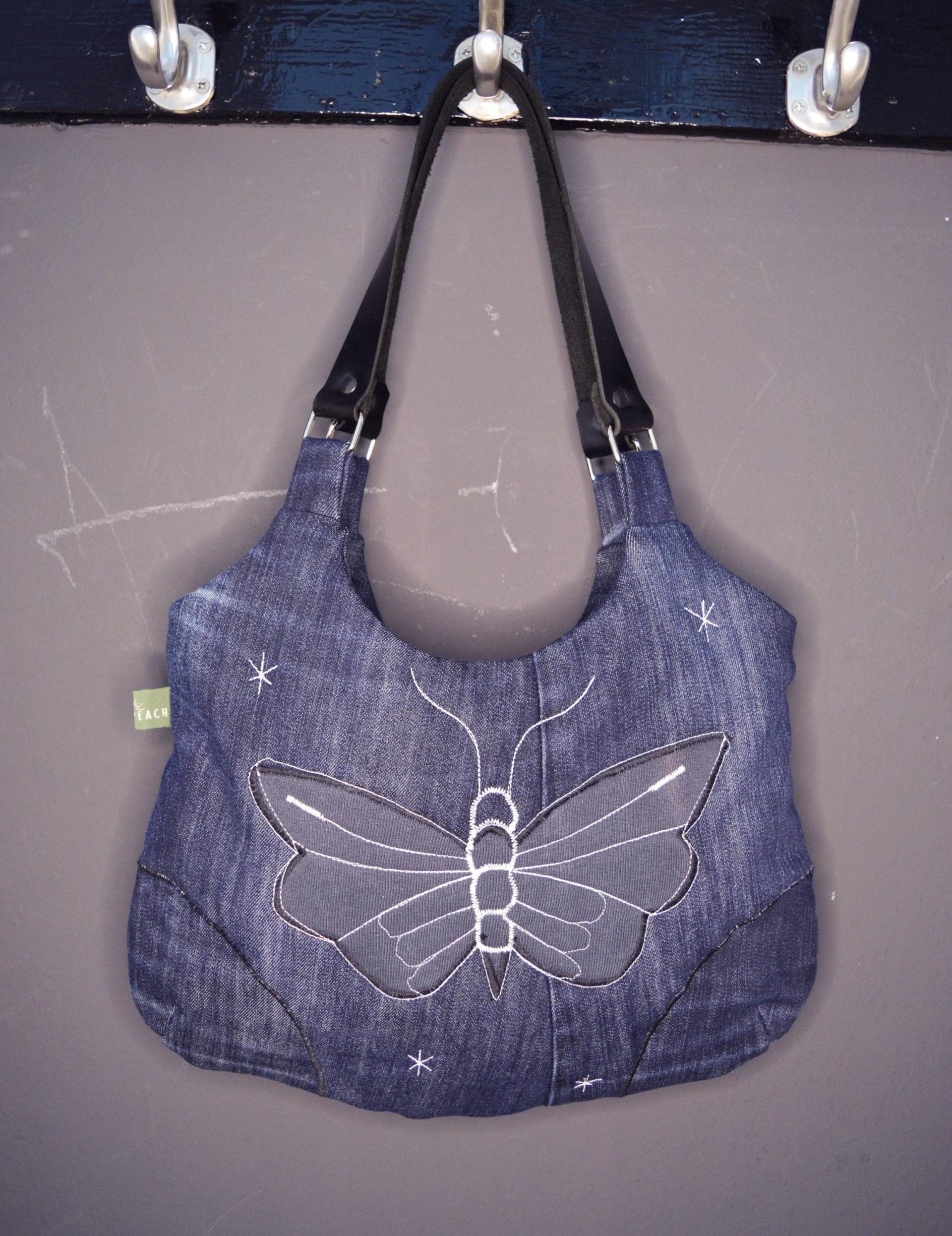 Blaue Umhängetasche Mit Motte Schmetterling Coole Geldbörse Handtasche Canvas Tasche Alltagstasche Clutch Alternative Oldschool Tattoo Stil von Boldpeach