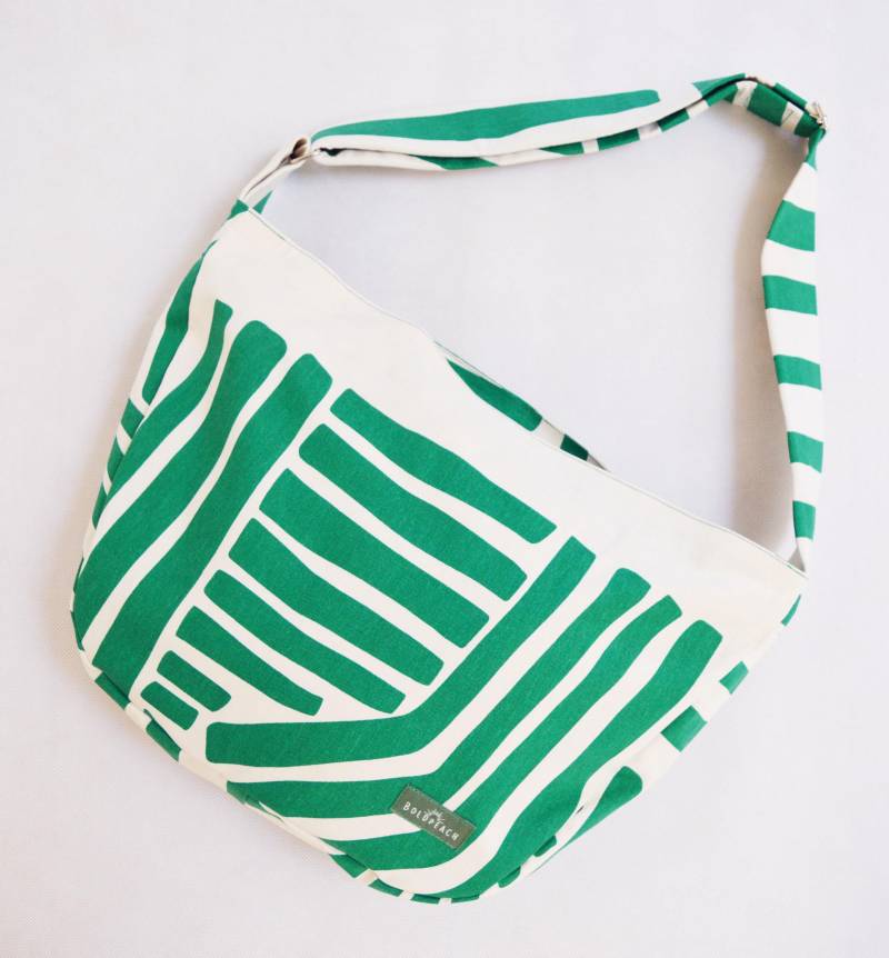 Grün Beige Umhängetasche Fahrrad Messenger Bag Mit Streifen von Boldpeach