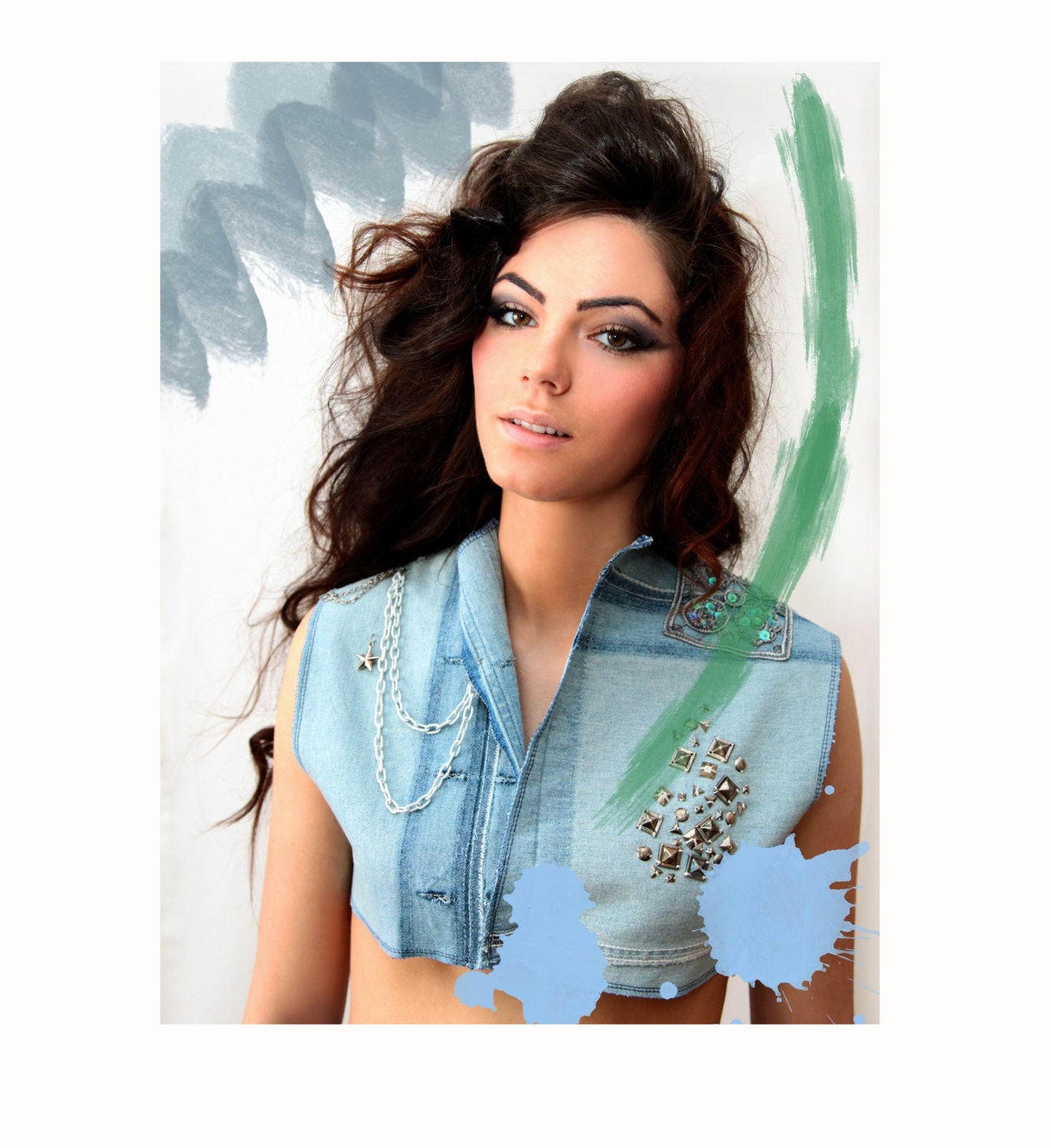 Sale Blaue Nieten Jeansweste Coole Jacke Ärmellose Kurzjacke Kurzweste Sale Blaue Nieten Jeansweste Coole Jacke Ärmellose Kurzjacke Kurzweste von Boldpeach