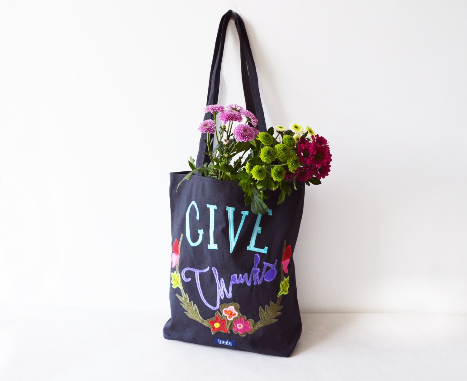 Sale Thanksgiving Canvas Tasche Shopper Dunkelgrau Geben Dank Dankbar Applikation Blumenkranz Sale Thanksgiving Canvas Tasche Shopper Dunkelgrau Geben Dank Dankbar Applikation Blumenkranz von Boldpeach