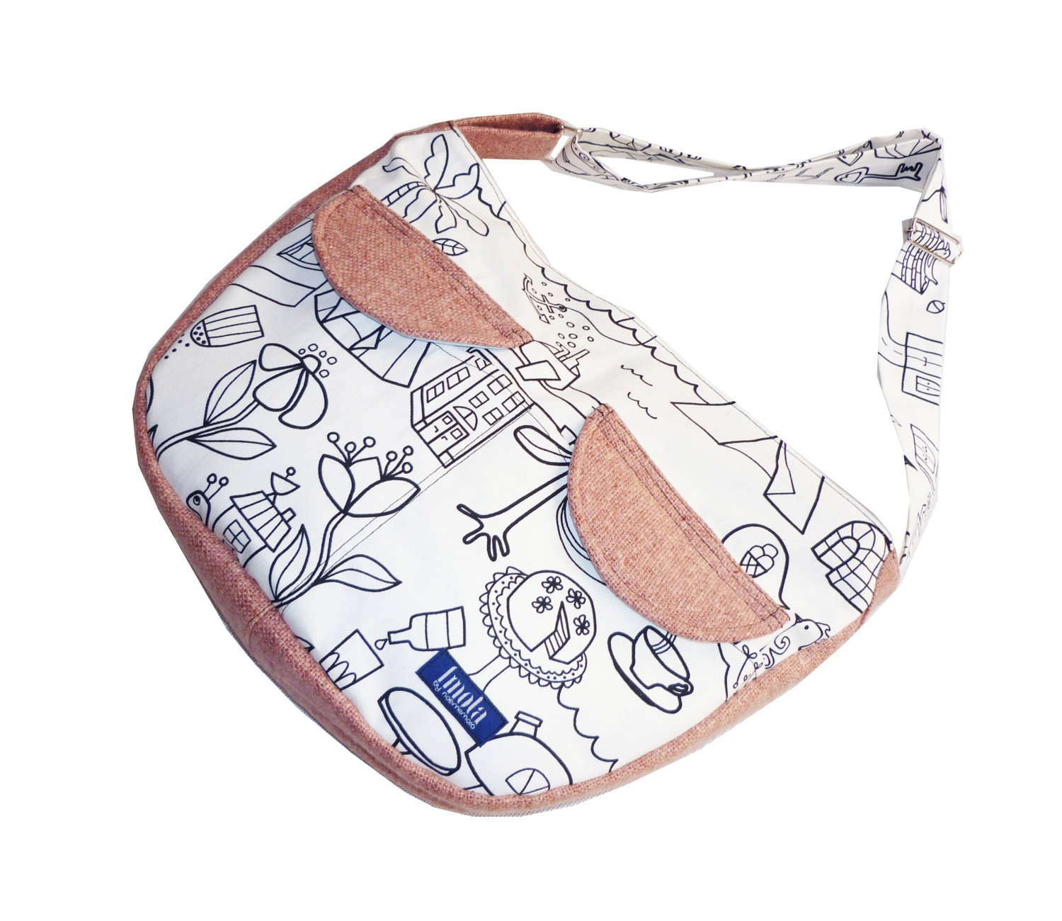 Umhängetasche in Pulver Weiß Mit Cartoon Muster Umhängetasche in Pulver Weiß Mit Cartoon Muster von Boldpeach