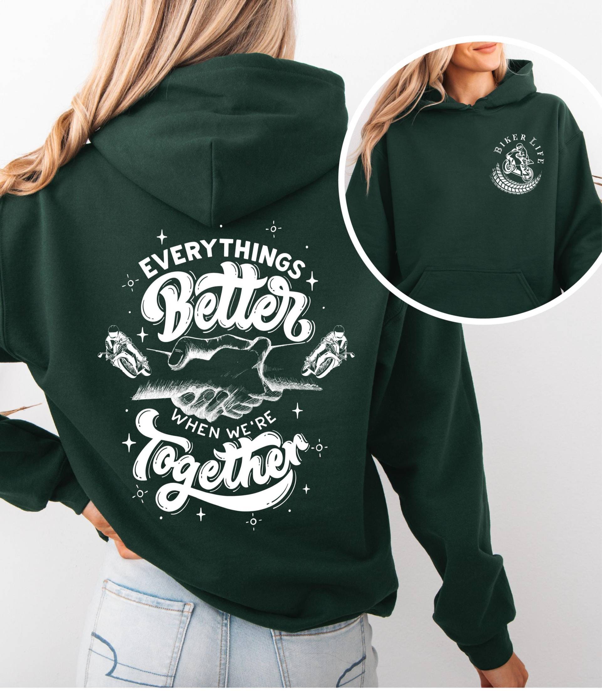 Biker Life Pullover, Geschenk Für Motorradfahrerinnen, Unisex, Waldgrün von BoldtandCozy