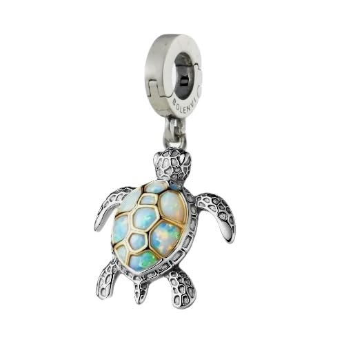 Bolenvi Meeresschildkröten-Anhänger mit offenem Verschluss, 925er-Sterlingsilber, kompatibel mit Pandora-Charm-Armbändern, Halsketten und DIY-Charms, Schmuckherstellung, handgefertigt mit Opal-Inlay Bolenvi Meeresschildkröten-Anhänger mit offenem Verschluss, 925er-Sterlingsilber, kompatibel mit Pandora-Charm-Armbändern, Halsketten und DIY-Charms, Schmuckherstellung, handgefertigt mit Opal-Inlay von Bolenvi