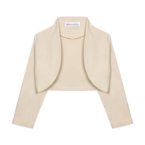 Bolerose Mädchen 3/4 Ärmel Kinder Formell Bolero Zucken (Champagner, 11-12 Jahre) von Bolerose
