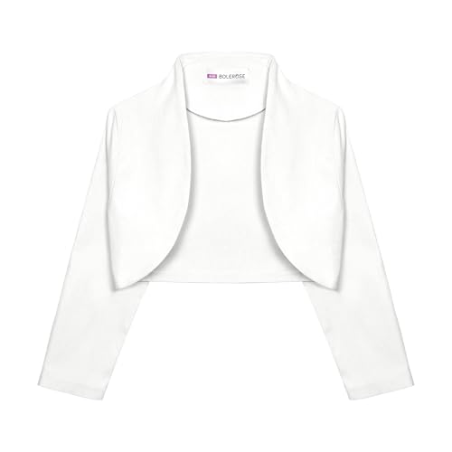 Bolerose Mädchen 3/4 Ärmel Kinder Formell Bolero Zucken (Elfenbein, 11-12 Jahre) von Bolerose