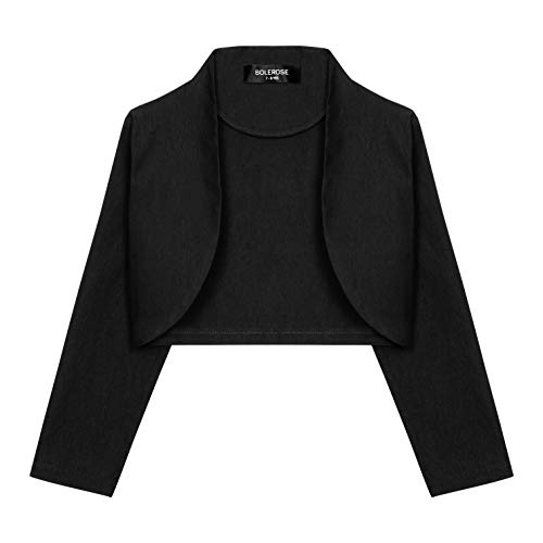 Bolerose Mädchen 3/4 Ärmel Kinder Formell Bolero Zucken (Schwarz, 5-6 Jahre) von Bolerose