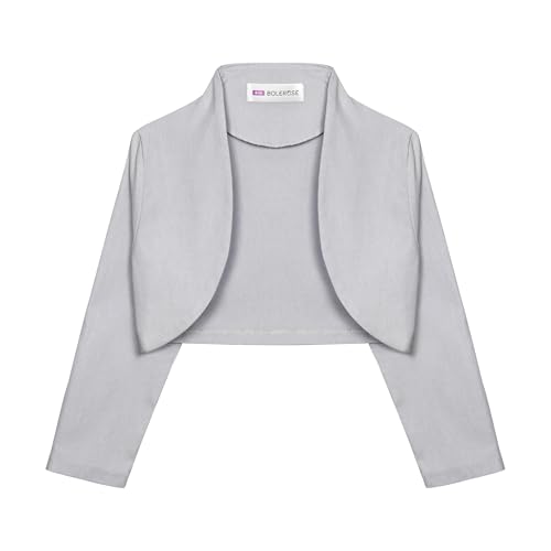 Bolerose Mädchen 3/4 Ärmel Kinder Formell Bolero Zucken (Silber, 5-6 Jahre) von Bolerose
