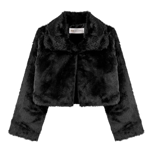 Bolerose Mädchen Kuschelig Kunstpelz Kinder Kinder Bolerojäckchen Shrug Jacke Mantel (Schwarz, 9-10 Jahre) von Bolerose